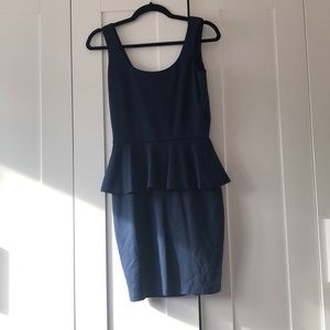 Aqua peplum navy blue dress